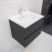 VICA 60cm bathroom vanity unit Dark Grey 2 drawers. Vanity top MOON Center 1 tab hole.