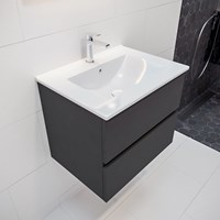 VICA 60cm bathroom vanity unit Dark Grey 2 drawers. Vanity top DENIA Center 1 tab hole.
