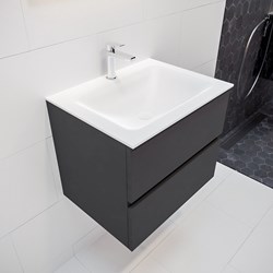 VICA 60cm bathroom vanity unit Dark Grey 2 drawers. Vanity top CLOUD Center 1 tab hole.