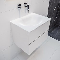 VICA 60cm bathroom vanity unit Talc 2 drawers. Vanity top MOON Center without tab hole.