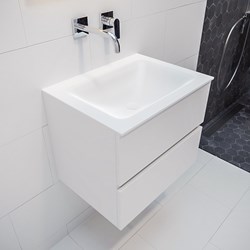 VICA 60cm bathroom vanity unit Talc 2 drawers. Vanity top CLOUD Center without tab hole.