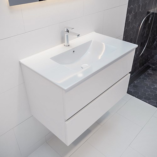 VICA 80cm mueble de baño Talc 2 cajones lavabo DENIA Centro 1 orificio.