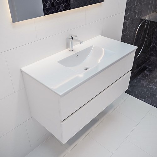 VICA 100cm mueble de baño Talc 2 cajones lavabo DENIA Centro 1 orificio.