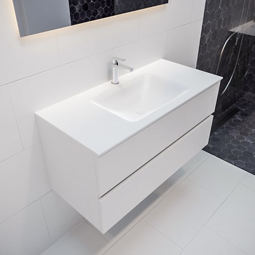 VICA 100cm mueble de baño Talc 2 cajones lavabo CLOUD Centro 1 orificio.