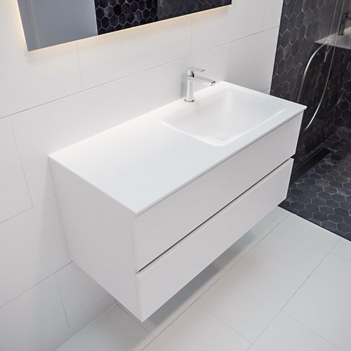 VICA 100cm mueble de baño Talc 2 cajones lavabo CLOUD Derecho 1 orificio.