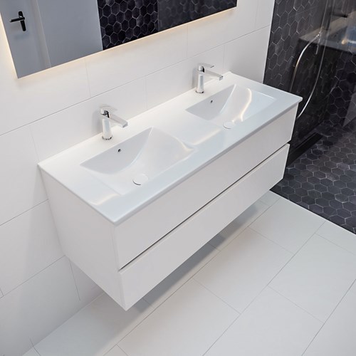 VICA 120cm mueble de baño Talc 2 cajones lavabo DENIA Doble 2 orificios.