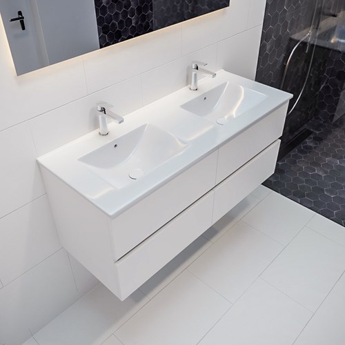 VICA 120cm mueble de baño Talc 4 cajones lavabo DENIA Doble 2 orificios.