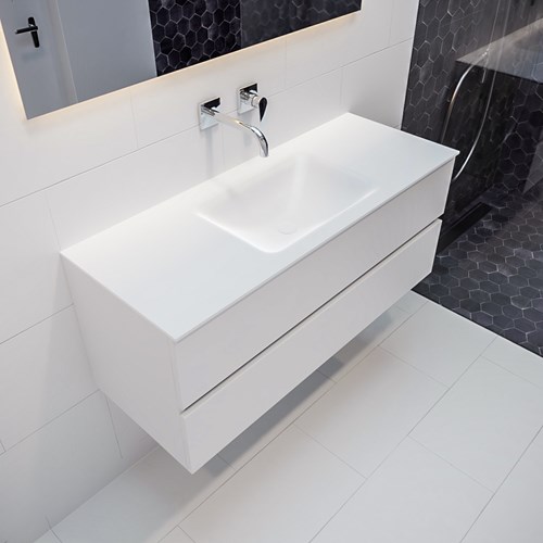 VICA 120cm mueble de baño Talc 2 cajones lavabo CLOUD Centro sin orificio.