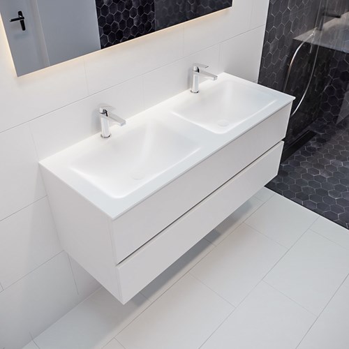 VICA 120cm mueble de baño Talc 2 cajones lavabo CLOUD Doble 2 orificios.