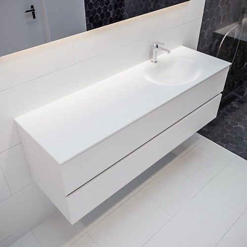 VICA 150cm mueble de baño Talc 2 cajones lavabo MOON Derecho 1 orificio.