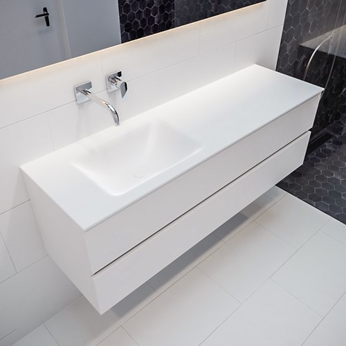 VICA 150cm mueble de baño Talc 2 cajones lavabo CLOUD Izquierda sin orificio.