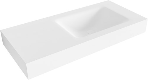 CLOUD Talc vrijhangende wastafel 100cm rechts met kraangat rand 12cm