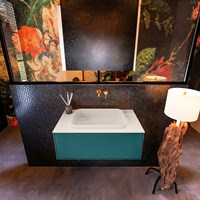 ERIN 80cm bathroom vanity set Smag with 1 drawer. Vanity top RIDGE Center without tab hole color Linen.-3
