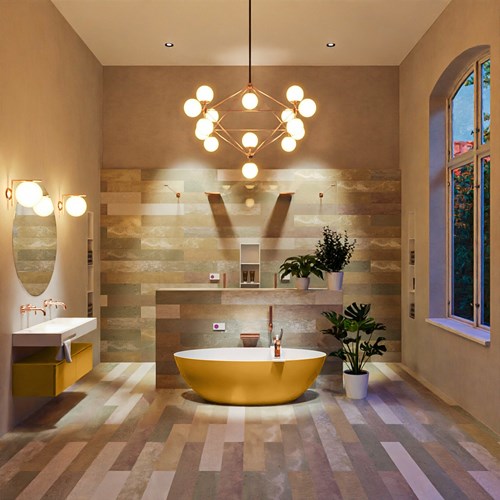 FLOAT freistehende Badewanne solid surface 170x80cm farbe Ocher / Talc.-3