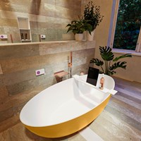 FLOAT freistehende Badewanne solid surface 170x80cm farbe Ocher / Talc.-2