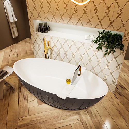 HOLM baignoire autoportante 180x85cm couleur Dark Grey / Talc.-2