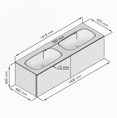 KRVSTS1402L0D0KDDusLav - Lijntekening
