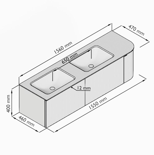 KRVLEA155R2L1D2KDShaOpa - Lijntekening