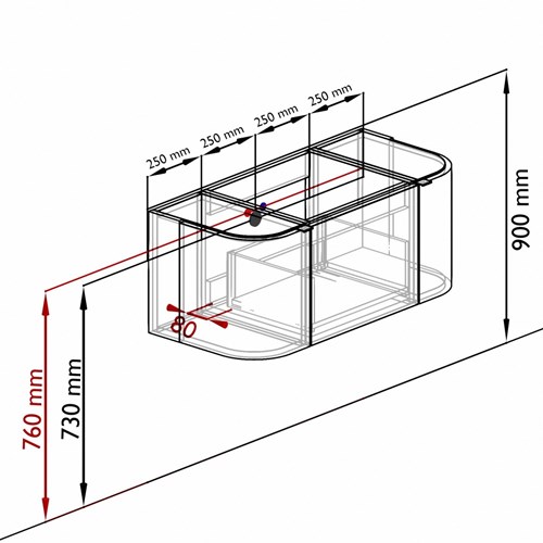 KRVGRU100LR1L2D1KMDusGla - Aansluitmaten