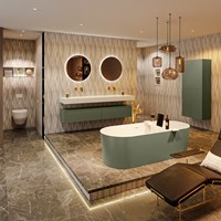 NOBLE Freistehende Badewanne solid surface 180x75cm farbe Army / Talc.-3