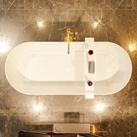 NOBLE Freistehende Badewanne solid surface 180x75cm farbe Army / Talc.-2