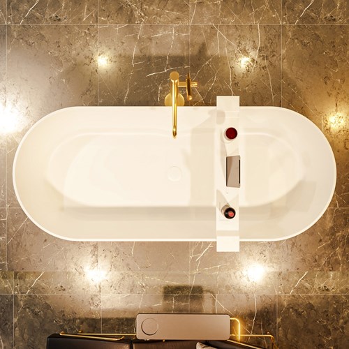 NOBLE Freistehende Badewanne solid surface 180x75cm farbe Army / Talc.-2