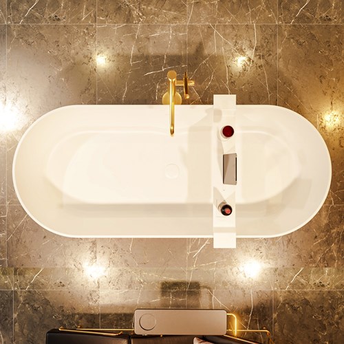 NOBLE Freistehende Badewanne solid surface 180x75cm farbe Fire / Talc.-2