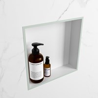 EASY Niche Murale 29,5x29,5cm solid surface couleur Greey / Talc. 1 compartiment adapté pour une installation encastrée ou en saillie.-2
