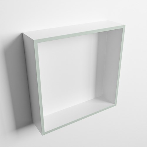 EASY Niche Murale 29,5x29,5cm solid surface couleur Greey / Talc. 1 compartiment adapté pour une installation encastrée ou en saillie.-3
