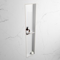 EASY Nicho de ducha 89,5x29,5cm solid surface color Linen / Talc. 2 compartimentos apto para instalación empotrada y sobreponer.-2