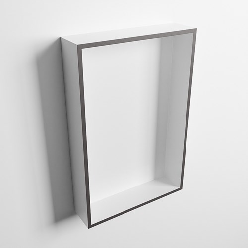 EASY Nicho de ducha 44,5x29,5cm solid surface color Dark Grey / Talc. 1 compartimento apto para instalación empotrada y sobreponer.-3
