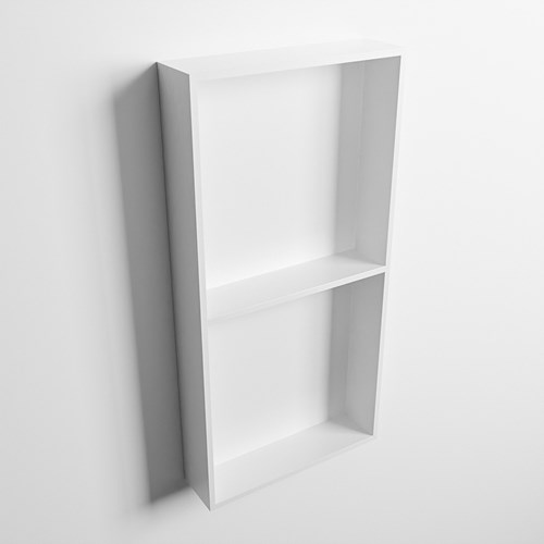 EASY Niche Murale 59,5x29,5cm solid surface couleur Talc / Talc. 2 compartiments adapté pour une installation encastrée ou en saillie.-3