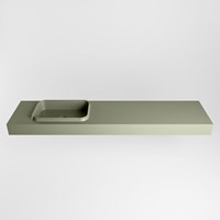 RIDGE Army freihängend Waschtisch aus solid surface (mineralwerkstoff) 190cm. Waschbeckenposition Links rand 12cm hoch.-2