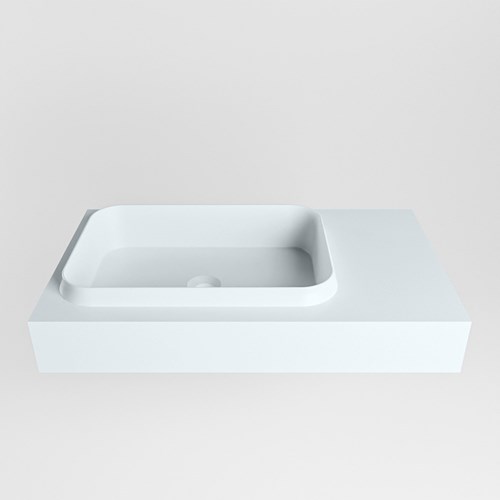 RIDGE Clay freihängend Waschtisch aus solid surface (mineralwerkstoff) 81cm. Waschbeckenposition Links rand 12cm hoch.-2