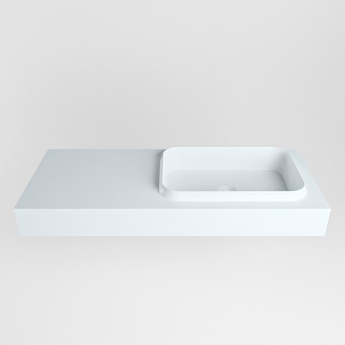RIDGE Clay freihängend Waschtisch aus solid surface (mineralwerkstoff) 111cm. Waschbeckenposition Rechts rand 12cm hoch.-2