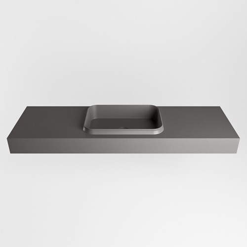 RIDGE Dark Grey Lavabo sospeso à parete solid surface 151cm. Posizione lavabo Centro.-2