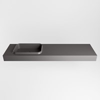 RIDGE Dark Grey vrijhangende solid surface wastafel 171cm. Positie wasbak links.-2