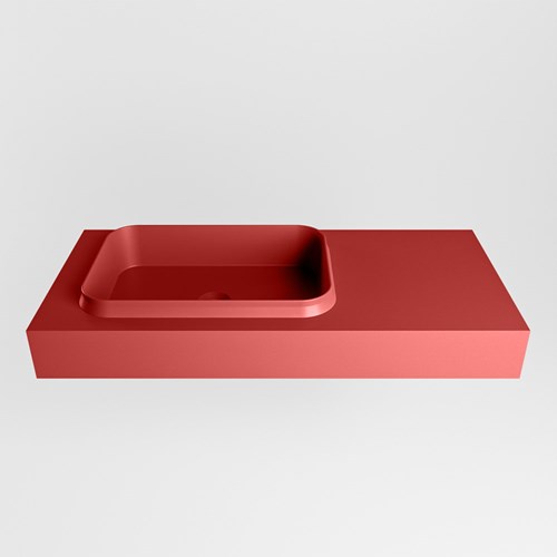 RIDGE Fire freihängend Waschtisch aus solid surface (mineralwerkstoff) 101cm. Waschbeckenposition Links rand 12cm hoch.-2