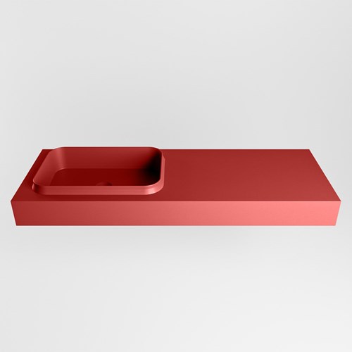 RIDGE Fire Lavabo suspendido de solid surface 130cm. Posición del fregadero Izquierda borde de 12cm de alto.-2