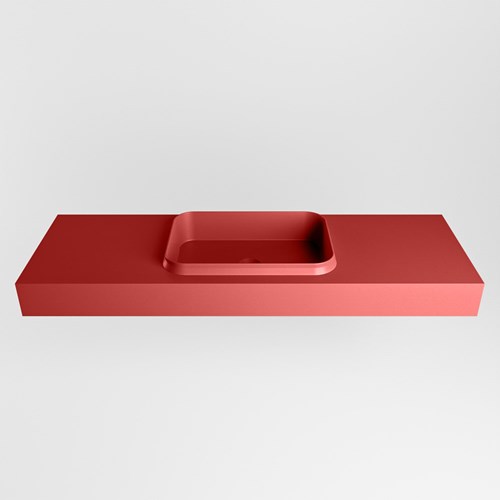 RIDGE Fire vrijhangende solid surface wastafel 141cm. Positie wasbak midden.-2