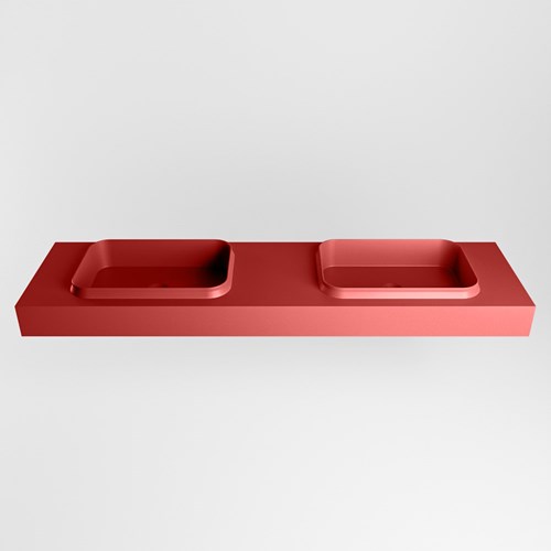 RIDGE Fire Lavabo sospeso à parete solid surface 180cm. Posizione lavabo Doppio.-2
