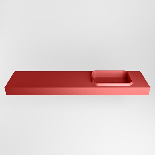 RIDGE Fire freihängend Waschtisch aus solid surface (mineralwerkstoff) 191cm. Waschbeckenposition Rechts rand 12cm hoch.-2