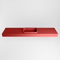 RIDGE Fire vrijhangende solid surface wastafel 200cm. Positie wasbak midden.-2