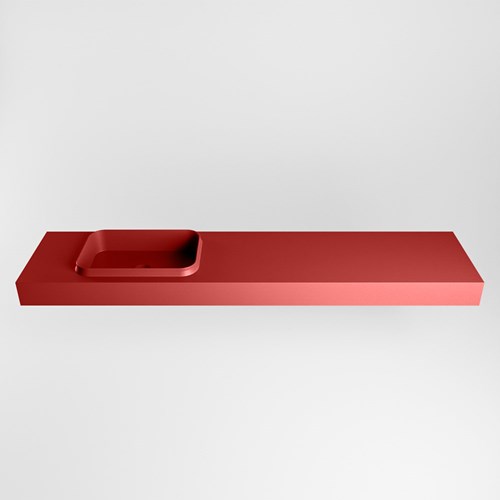 RIDGE Fire freihängend Waschtisch aus solid surface (mineralwerkstoff) 200cm. Waschbeckenposition Links rand 12cm hoch.-2