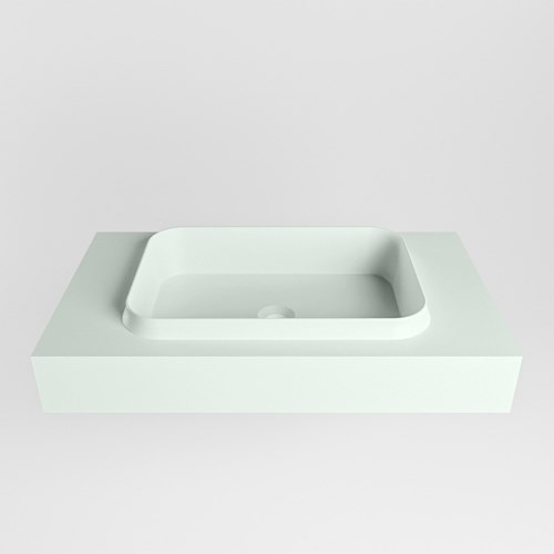 RIDGE Greey freihängend Waschtisch aus solid surface (mineralwerkstoff) 81cm. Waschbeckenposition Mittig rand 12cm hoch.-2