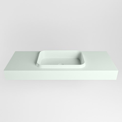 RIDGE Greey freihängend Waschtisch aus solid surface (mineralwerkstoff) 120cm. Waschbeckenposition Mittig rand 12cm hoch.-2