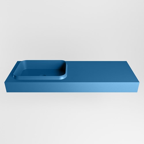 RIDGE Jeans Lavabo suspendido de solid surface 131cm. Posición del fregadero Izquierda borde de 12cm de alto.-2