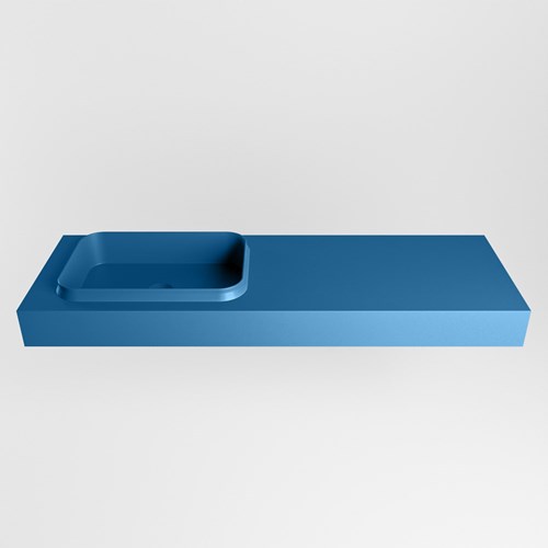 RIDGE Jeans freihängend Waschtisch aus solid surface (mineralwerkstoff) 140cm. Waschbeckenposition Links rand 12cm hoch.-2