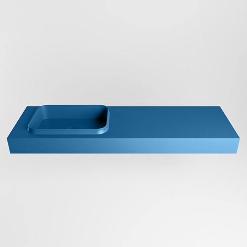 RIDGE Jeans freihängend Waschtisch aus solid surface (mineralwerkstoff) 150cm. Waschbeckenposition Links rand 12cm hoch.-2