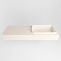 RIDGE Linen freihängend Waschtisch aus solid surface (mineralwerkstoff) 121cm. Waschbeckenposition Rechts rand 12cm hoch.-2